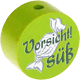 Perlina con motivo “Vorsicht süß” : verde giallo