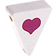 Perlina sagomata “Bandierina con cuore” : bianco - rosa scuro