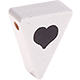 Perlina sagomata “Bandierina con cuore” : bianco - nero