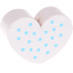 Perlina sagomata “Cuore a pois” : bianco - azzurra