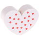 Perlina sagomata “Cuore a pois” : bianco - rosso
