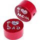 Perlina con motivo glitterato "I Love Mom / Dad" : bordò
