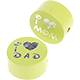 Perlina con motivo glitterato "I Love Mom / Dad" : limone