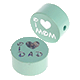 Perlina con motivo glitterato "I Love Mom / Dad" : menta