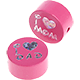 Perlina con motivo glitterato "I Love Mom / Dad" : rosa