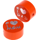 Perlina con motivo glitterato "I Love Mom / Dad" : arancione
