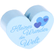 Perlina a forma di cuore con motivo "Kleines Wunder der Welt" : azzurro bambino