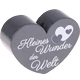 Perlina a forma di cuore con motivo "Kleines Wunder der Welt" : grigio