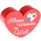 Perlina a forma di cuore con motivo "Kleines Wunder der Welt" : rosso