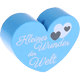 Perlina a forma di cuore con motivo "Kleines Wunder der Welt" : azzurra