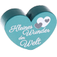 Perlina a forma di cuore con motivo "Kleines Wunder der Welt" : turchese