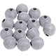 30 Perline rigate 10 mm : grigio chiaro