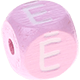 Rosa Geprägte Buchstabenwürfel 10 mm - Lettisch : Ē
