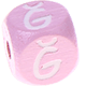 Rosa Geprägte Buchstabenwürfel 10 mm - Türkisch : Ğ