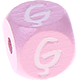 Rosa Geprägte Buchstabenwürfel 10 mm - Lettisch : Ģ