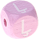 Rosa Geprägte Buchstabenwürfel 10 mm - Lettisch : Ļ