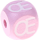 Rosa Geprägte Buchstabenwürfel 10 mm - Französisch : Œ
