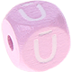 Rosa Geprägte Buchstabenwürfel 10 mm - Lettisch : Ū