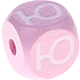Rosa Geprägte Buchstabenwürfel 10 mm - Russisch : Ю