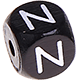Dadi neri con lettere ad incavo 10 mm : N