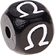 Dadi neri con lettere ad incavo 10 mm - Greco : Ω
