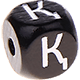 Dadi neri con lettere ad incavo 10 mm - Kazako : Қ