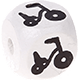 Dadi bianchi con lettere ad incavo 10 mm - Immagini : triciclo