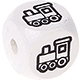 Dadi bianchi con lettere ad incavo 10 mm - Immagini : locomotiva
