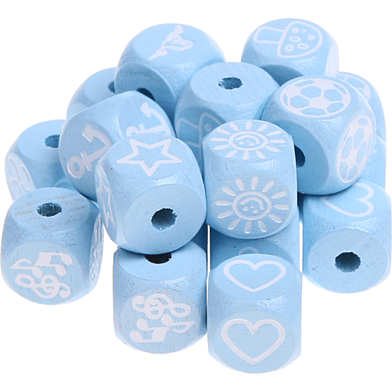 Dadi azzurro bambino con lettere ad incavo 10 mm - Immagini