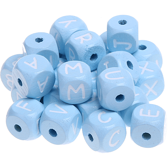 Dadi azzurro bambino con lettere ad incavo 10 mm