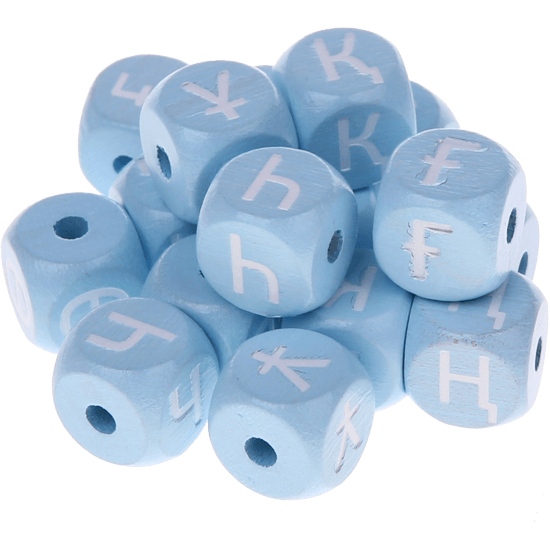 Dadi azzurro bambino con lettere ad incavo 10 mm - Kazako