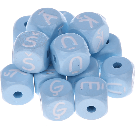 Dadi azzurro bambino con lettere ad incavo 10 mm - Lettone
