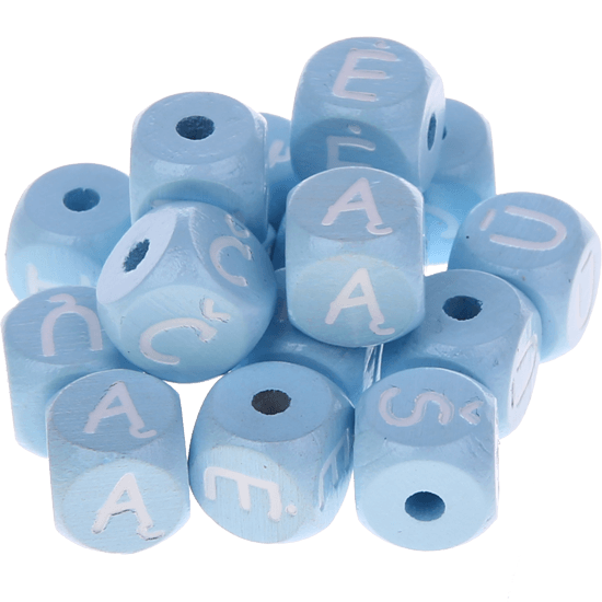 Dadi azzurro bambino con lettere ad incavo 10 mm - Lituano