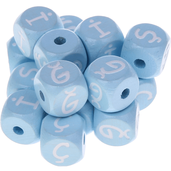 Dadi azzurro bambino con lettere ad incavo 10 mm - Turco