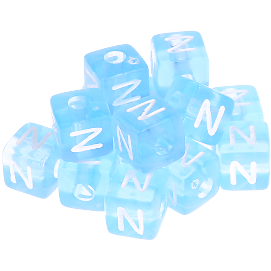 580 Dadi in plastica azzurra – Lettera N (0,5 Kg)