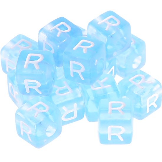 580 Dadi in plastica azzurra – Lettera R (0,5 Kg)