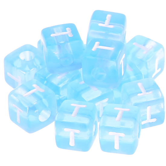580 Dadi in plastica azzurra – Lettera T (0,5 Kg)