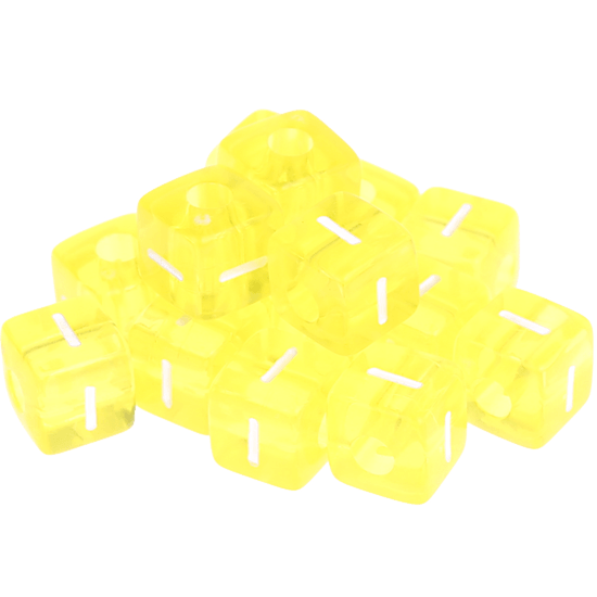 580 Dadi in plastica giallo arcobaleno – Lettera I (0,5 Kg)