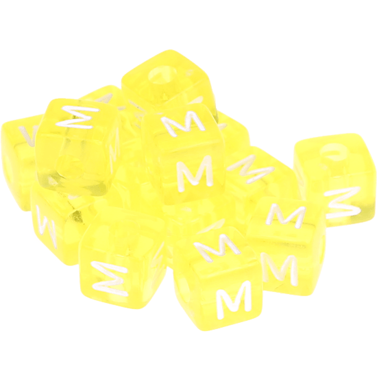 580 Dadi in plastica giallo arcobaleno – Lettera M (0,5 Kg)