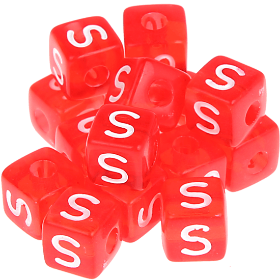 580 Dadi in plastica rosso arcobaleno – Lettera S (0,5 Kg)