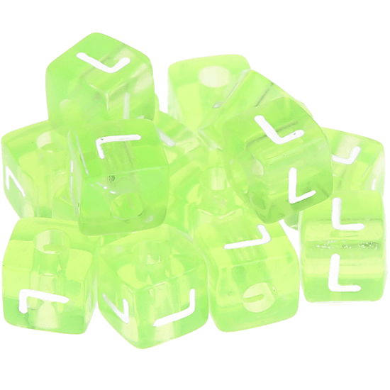 580 Dadi in plastica verde arcobaleno – Lettera L (0,5 Kg)