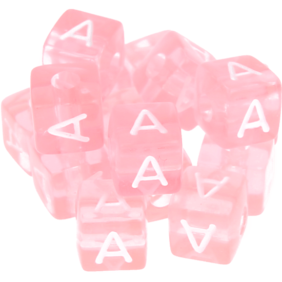 580 Dadi in plastica rosa – Lettera A (0,5 Kg)