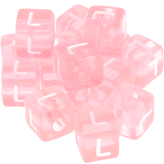 580 Dadi in plastica rosa – Lettera L (0,5 Kg)