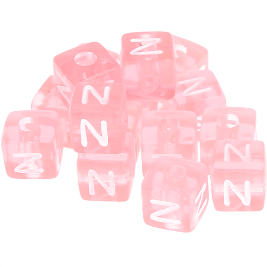 580 Dadi in plastica rosa – Lettera N (0,5 Kg)