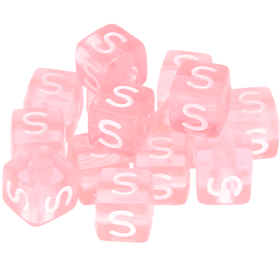 580 Dadi in plastica rosa – Lettera S (0,5 Kg)