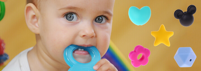 Bellissime perline in silicone in molte forme e colori diversi