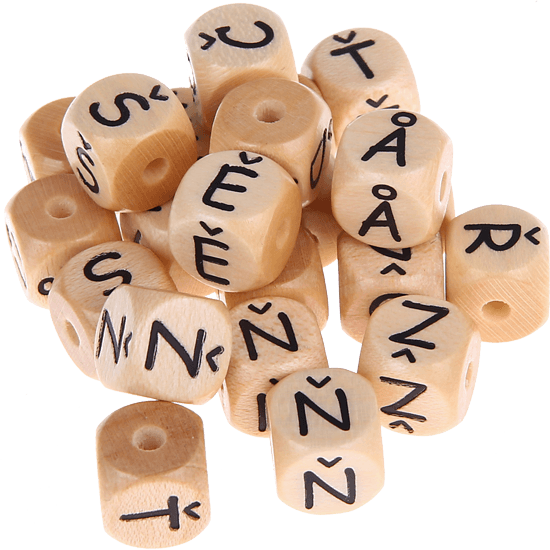 Geprägte Buchstabenwürfel 10mm - Tschechisch