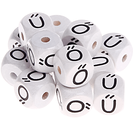 Dadi bianchi con lettere ad incavo 10 mm - Ungherese
