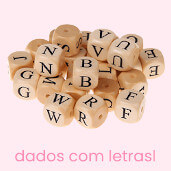 Dados com letras para prendedores de chupeta com nome