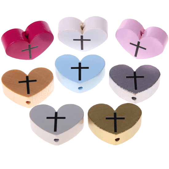 Perlina con motivo “Cuore con croce”